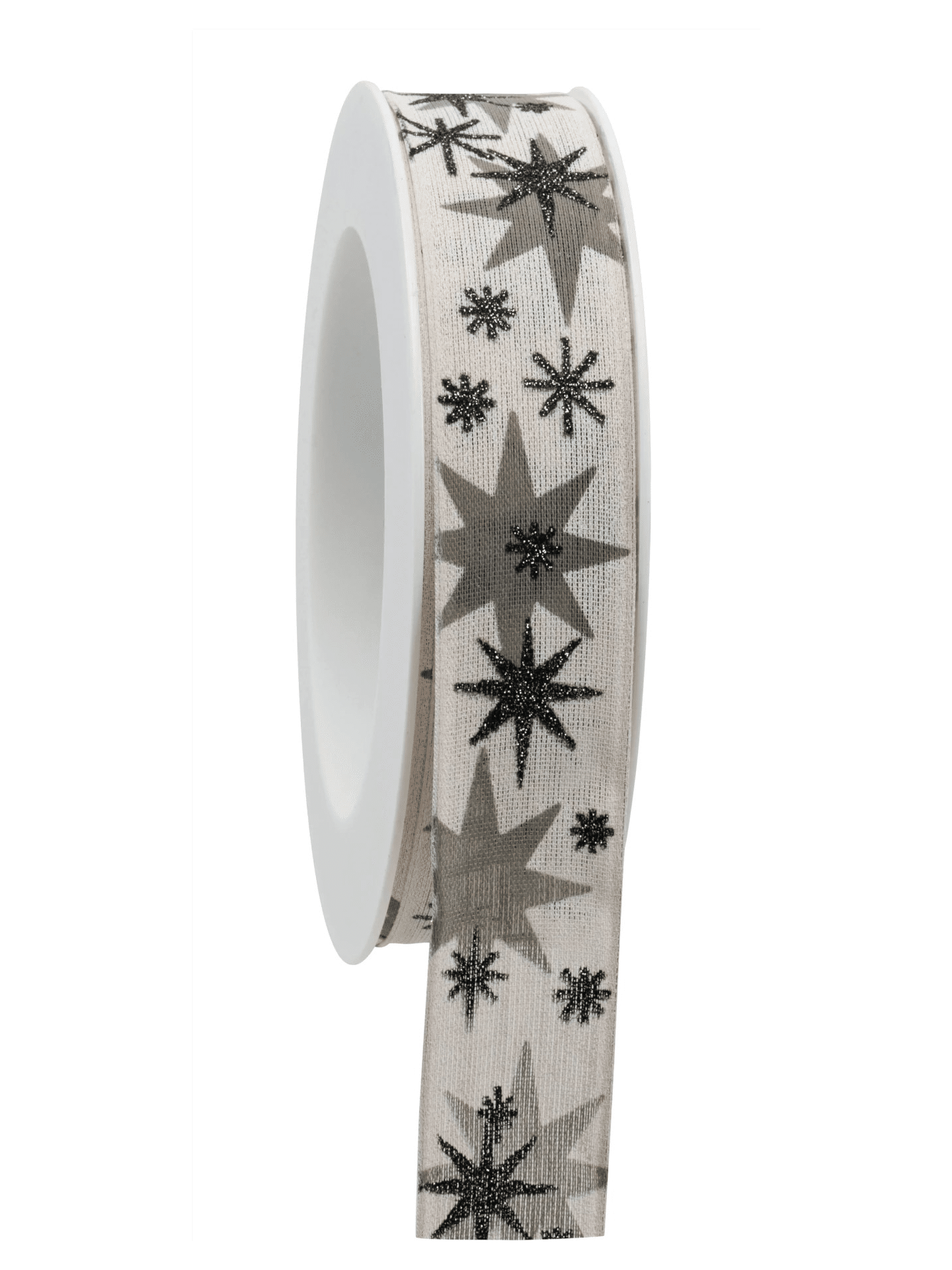 Geschenkband Weihnachten Sterne weiß-silber 25mm - 862902507218 Geschenkband Weihnachten Sterne weiß-silber 25mm - 862902507218