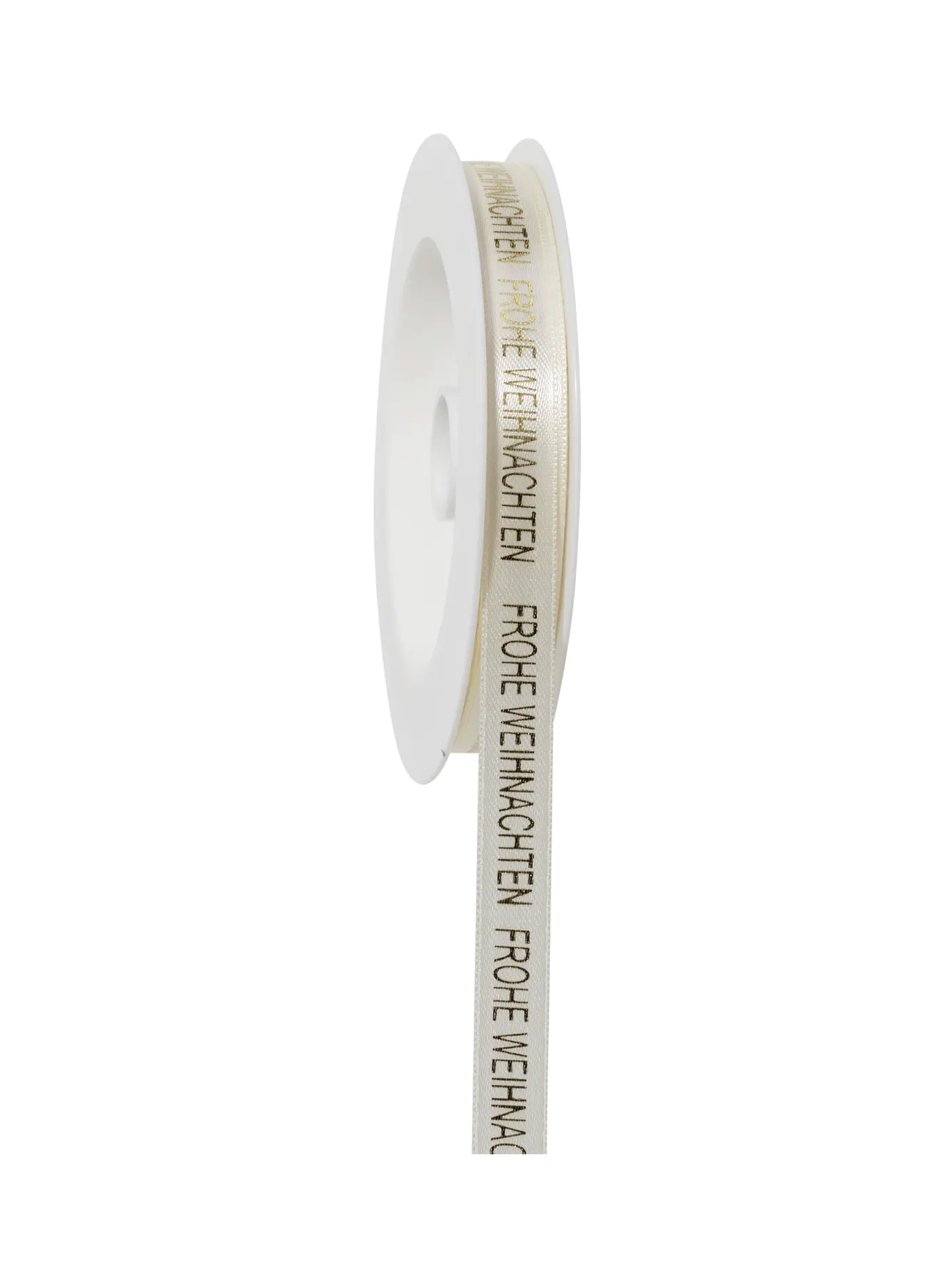 Geschenkband Weihnachtsgrüße - creme-gold - 15mm - 18m - 883101502118