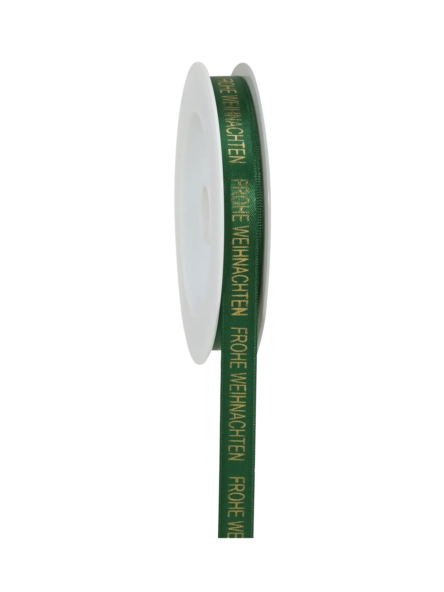 Geschenkband Weihnachtsgrüße - dkl.gruen-gold - 15mm - 18m - 883101505918