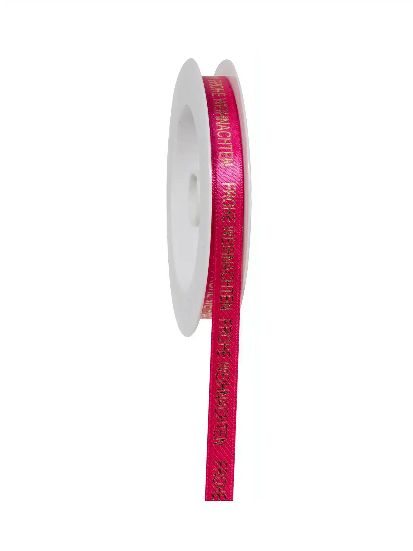 Geschenkband Weihnachtsgrüße - shocking pink-gold - 15mm - 18m - 883101524118