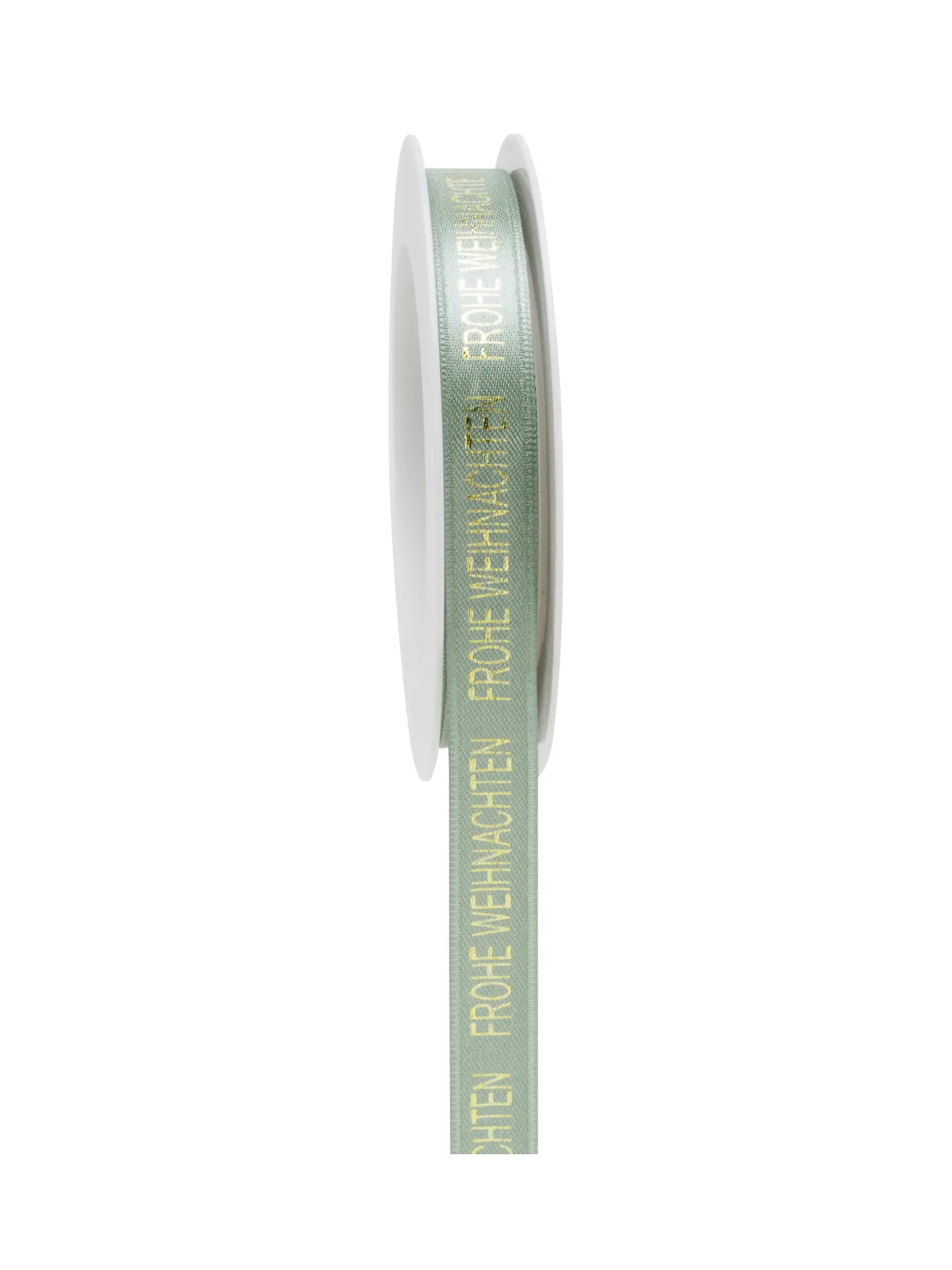 Geschenkband Weihnachtsgrüße - stone green-gold - 15mm - 18m - 883101552718