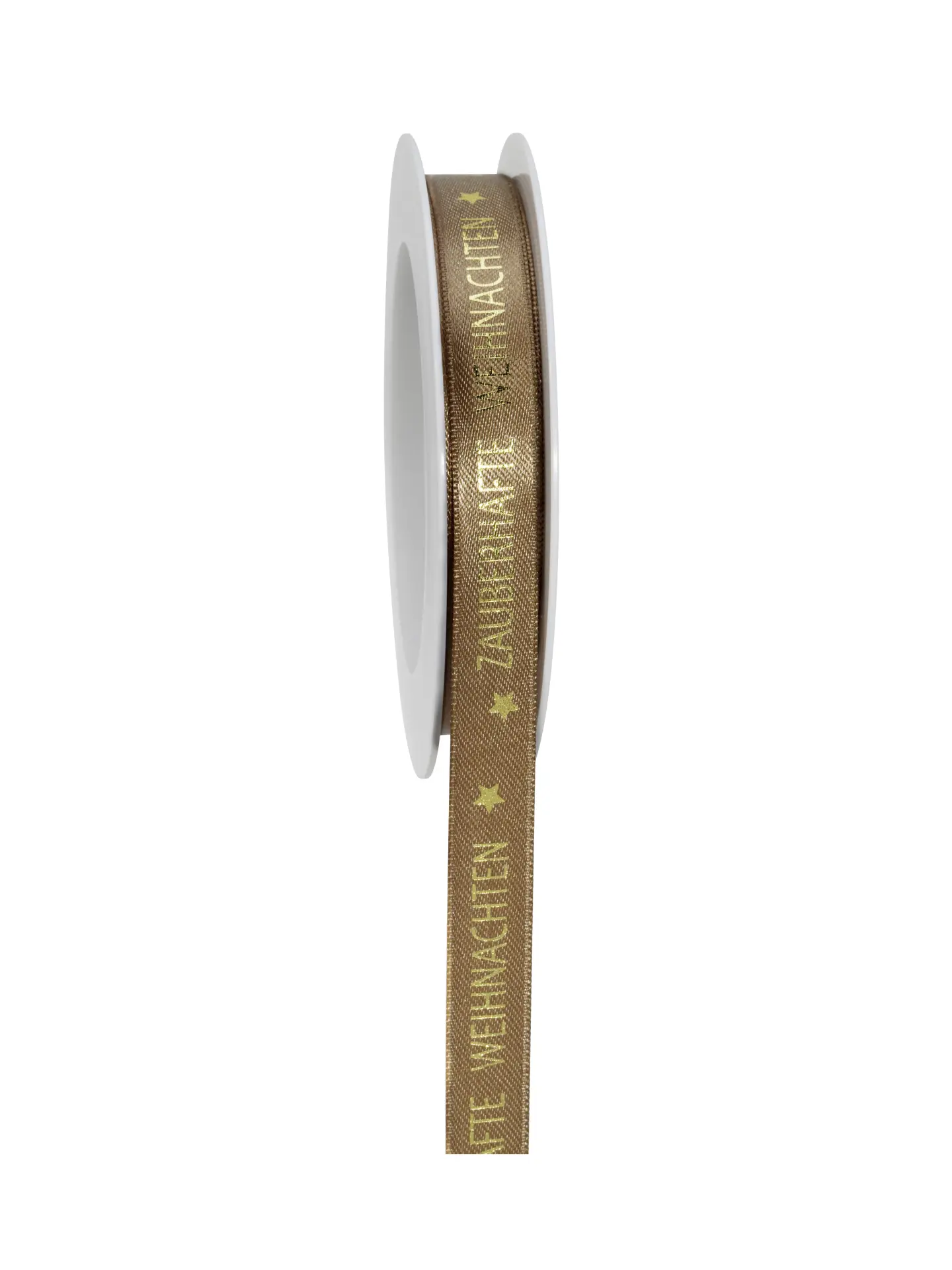 Geschenkband Zauberhafte Weihnachten - hellbraun-gold - 15mm - 18m - 891401507118