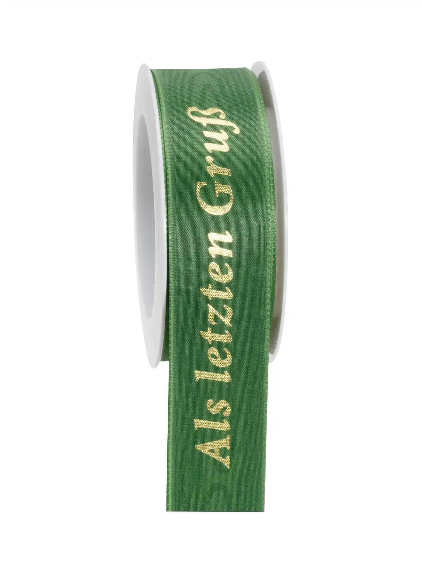 Geschenkband a.l.Gruß - dkl.gruen-gold - 40mm - 20m - 887704005920
