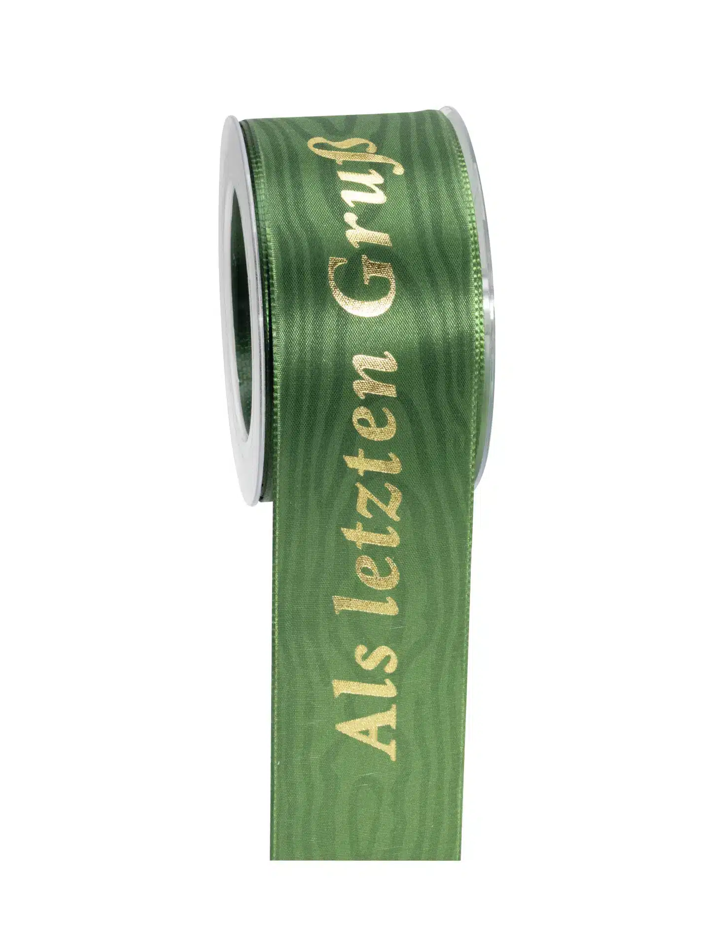 Geschenkband a.l.Gruß - dkl.gruen-gold - 60mm - 20m - 887706005920