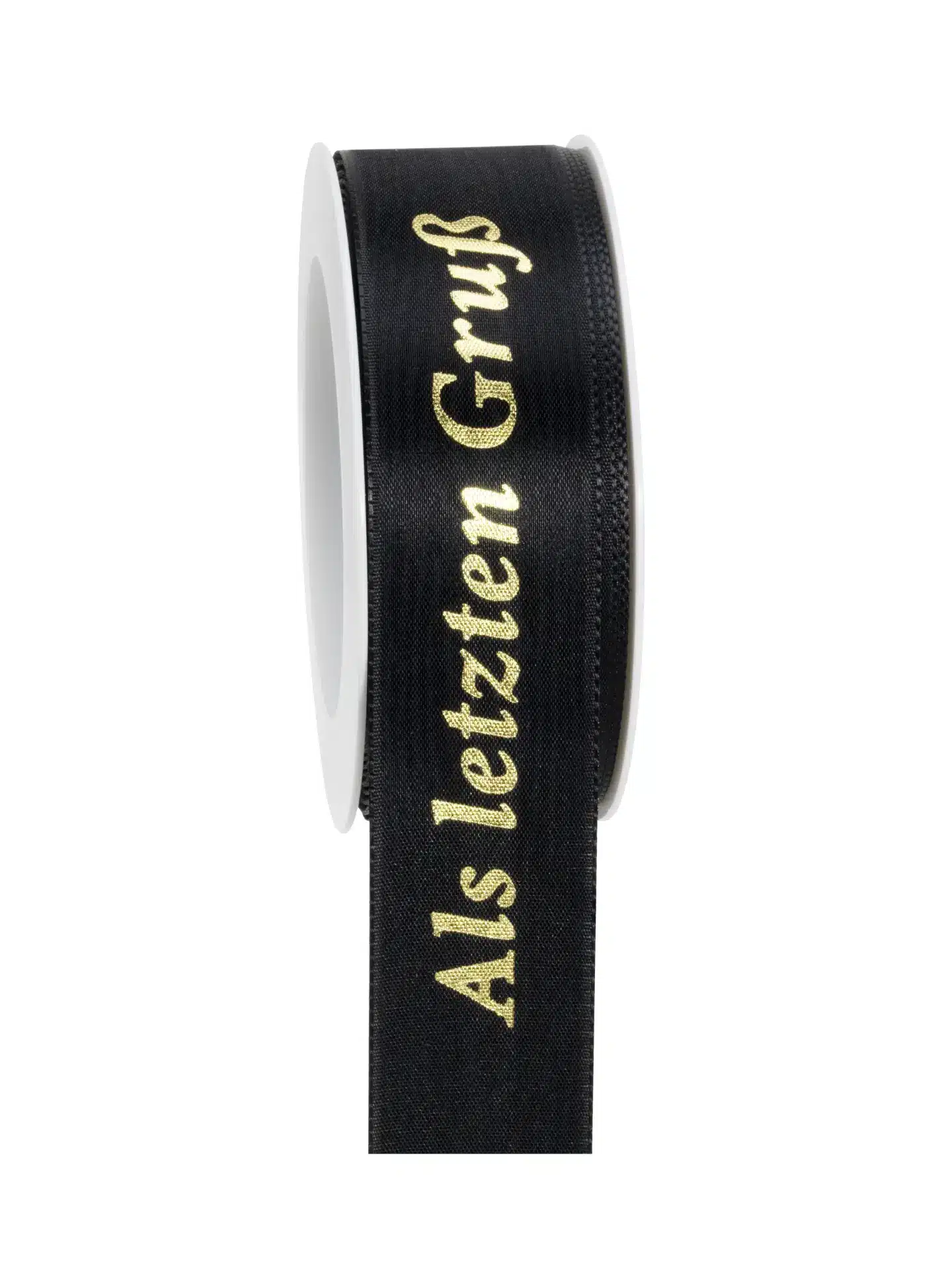 Geschenkband a.l.Gruß - schwarz-gold - 40mm - 20m - 887704001520