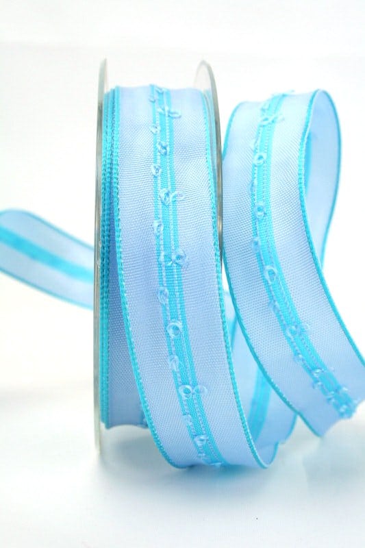 Schlichtes Geschenkband hellblau, 25 mm breit - dekoband-mit-drahtkante