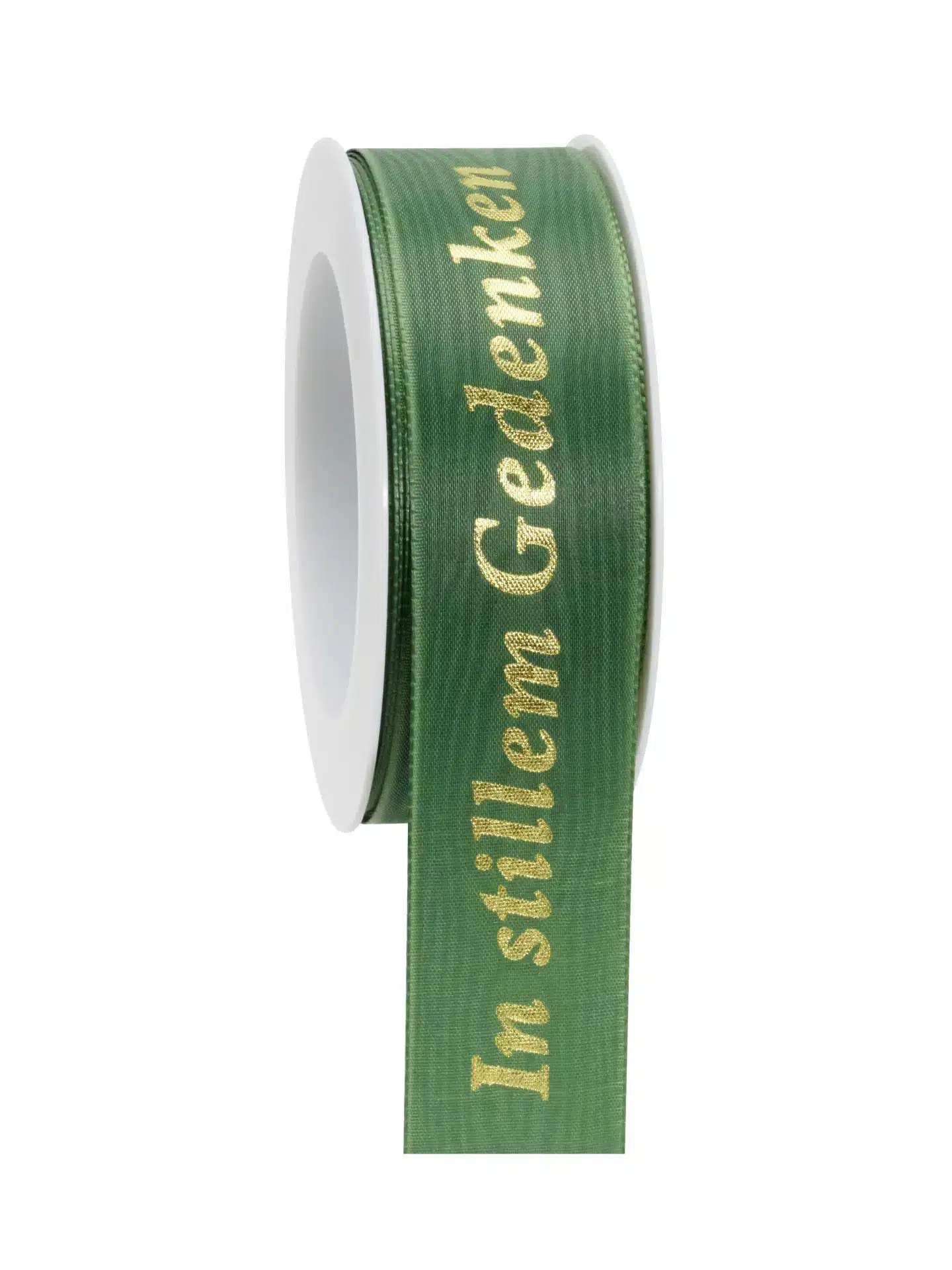 Geschenkband i.s.Gedenken - dkl.gruen-gold - 40mm - 20m - 887604005920
