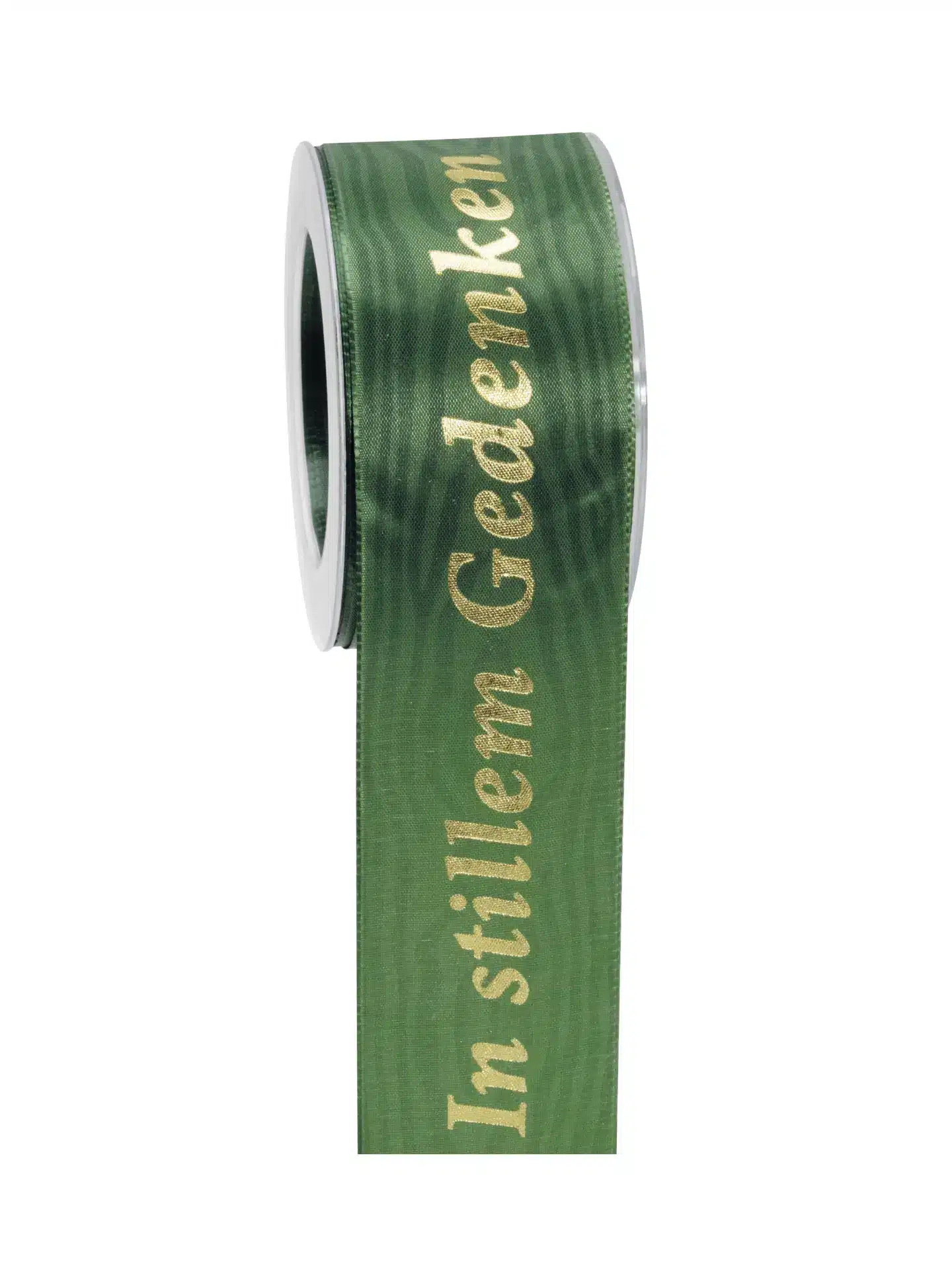Geschenkband i.s.Gedenken - dkl.gruen-gold - 60mm - 20m - 887606005920