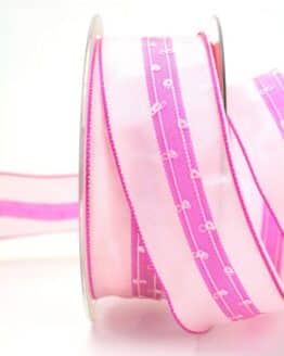 Schlichtes Geschenkband rosa, 40 mm breit - dekoband-mit-drahtkante