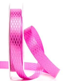 Gemustertes Satinband, pink, 15 mm - geschenkband, geschenkband-einfarbig