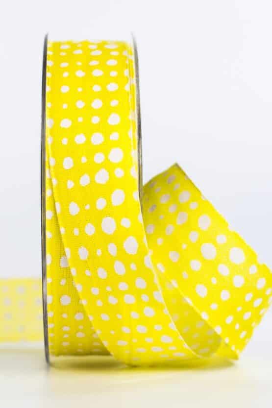 Geschenkband in Leinenoptik, gelb, 25 mm breit - geschenkband, geschenkband-gemustert
