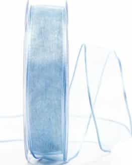 Organzaband mit Drahtkante, hellblau, 25 mm breit - organzaband, organzaband-mit-drahtkante, geschenkband