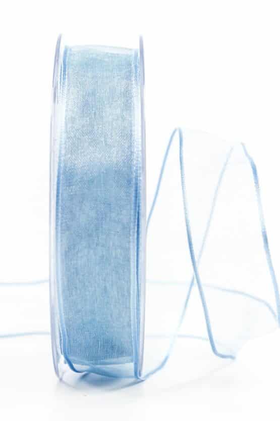 Organzaband mit Drahtkante, hellblau, 25 mm breit - organzaband, organzaband-mit-drahtkante, geschenkband