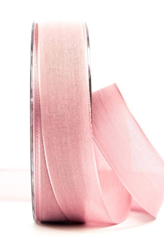 Geschenkband Leinen, rosa, 25 mm breit - geschenkband, geschenkband-einfarbig
