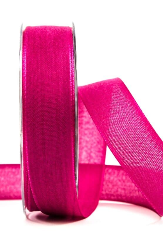 Geschenkband Leinen, pink, 25 mm breit - geschenkband, geschenkband-einfarbig