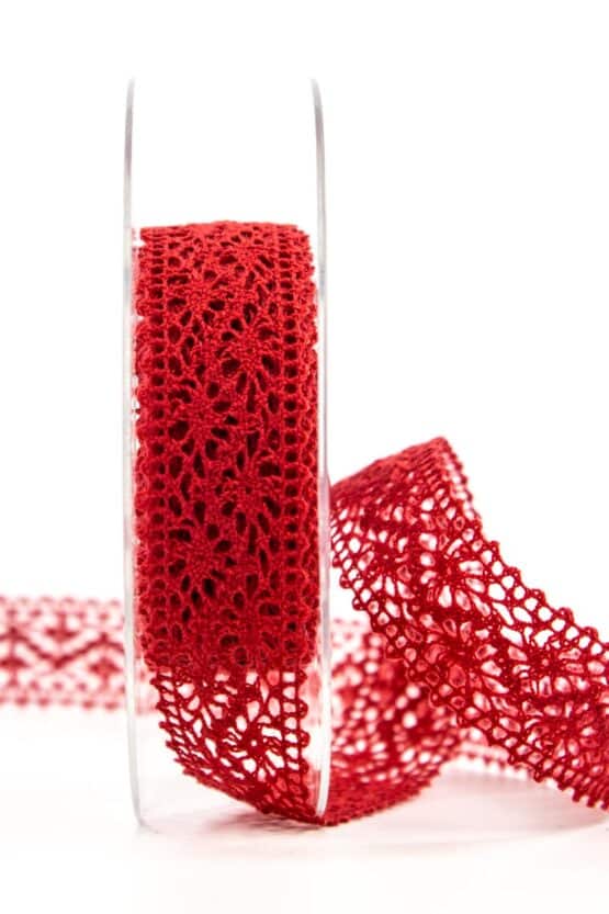 Häkelspitze, rot, 25 mm breit - spitzenbaender, hochzeit, geschenkband-fuer-anlaesse
