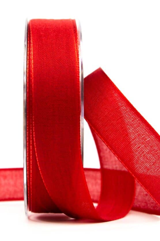 Geschenkband Leinen, rot, 25 mm breit - geschenkband-einfarbig, geschenkband