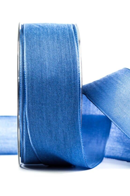 Geschenkband Leinen, jeansblau, 40 mm breit - geschenkband, geschenkband-einfarbig