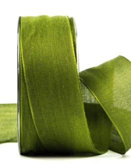 Geschenkband Leinen, moosgrün, 40 mm breit - geschenkband, geschenkband-einfarbig