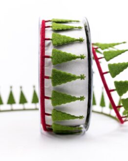 Dekogirlande Tannenbäume, grün-rot, 40 mm breit