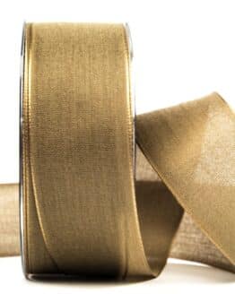 Geschenkband Leinen, goldbraun, 40 mm breit - geschenkband, geschenkband-einfarbig