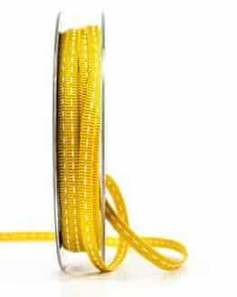 Stichband, gelb, 5 mm breit - geschenkband, geschenkband-gemustert, ripsband