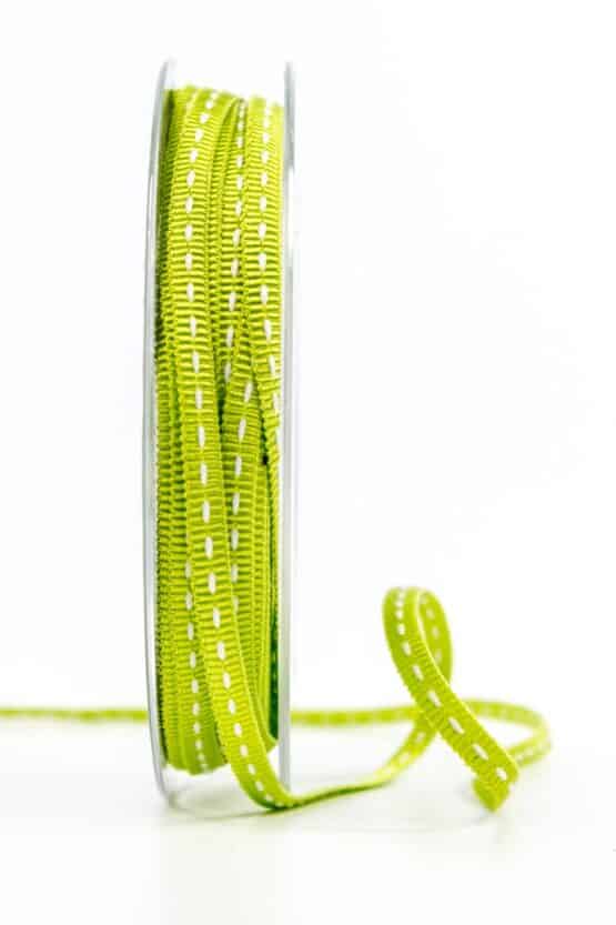 Stichband, hellgrün, 5 mm breit - geschenkband, geschenkband-gemustert, ripsband