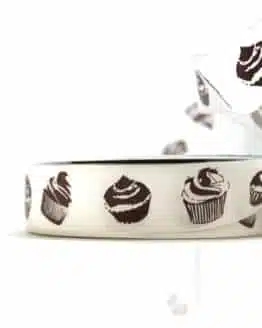 Geschenkband Cupcakes, 25 mm breit - geschenkband-gemustert