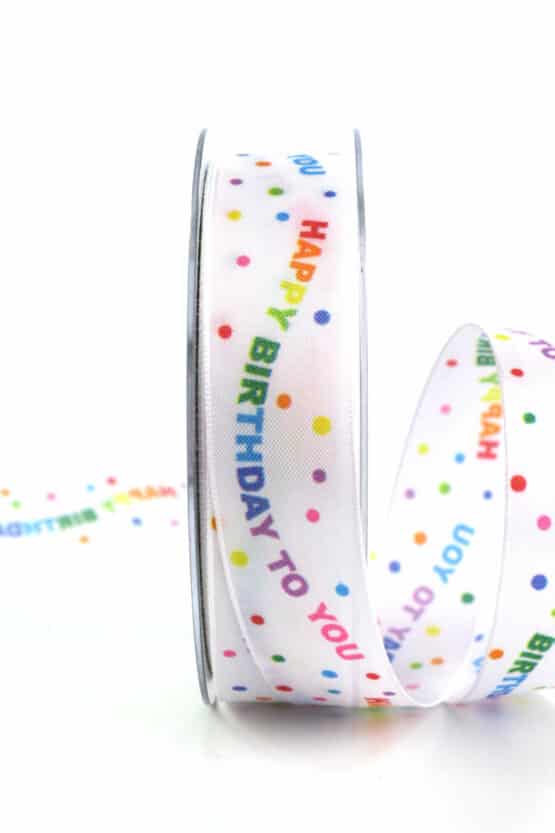 Geschenkband Happy Birthday, 40 mm - geschenkband-fuer-anlaesse, party, anlasse, dekoband, geburtstag