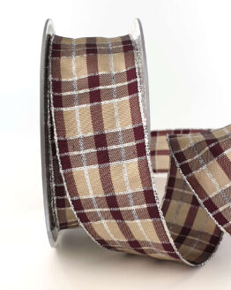 Karoband, 40 mm breit, aubergine-silber