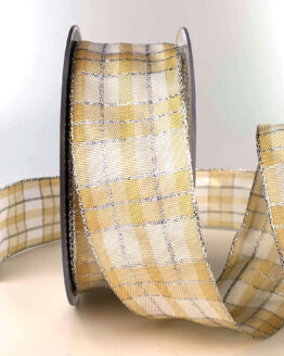 Karoband, 40 mm breit, creme-silber