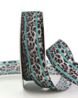 Dekoband Leopardenmuster, braun, 25 mm breit - geschenkband, geschenkband-gemustert