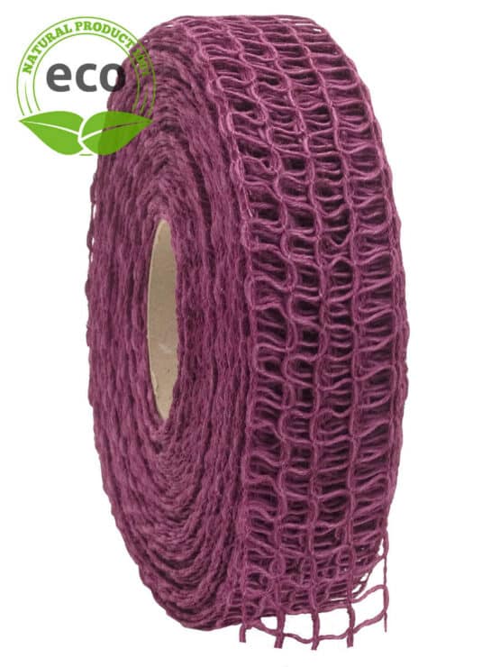 Leinen-Gitterband, lila, 40 mm breit, ECO - biologisch-abbaubar, kompostierbare-geschenkbaender, eco-baender, geschenkband, gitterband, dekoband