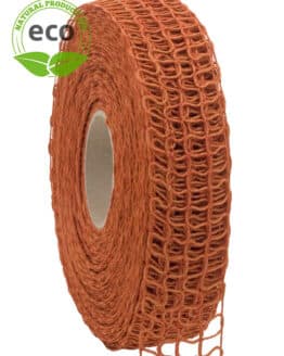 Leinen-Gitterband, orange, 40 mm breit, ECO - biologisch-abbaubar, kompostierbare-geschenkbaender, eco-baender, geschenkband, gitterband, dekoband