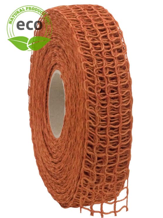 Leinen-Gitterband, orange, 40 mm breit, ECO - geschenkband, gitterband, dekoband, biologisch-abbaubar, kompostierbare-geschenkbaender, eco-baender