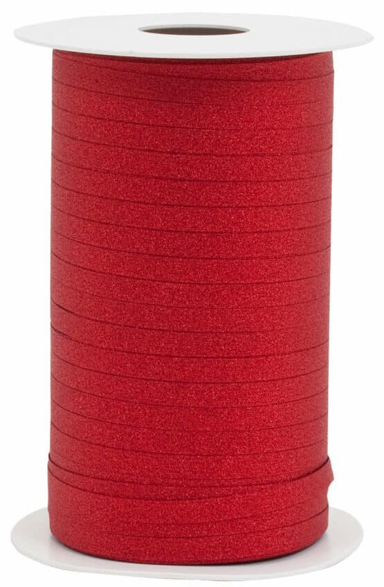 Glamour Glitzer-Kräuselband, rot, 5 mm breit - polyband, geschenkband