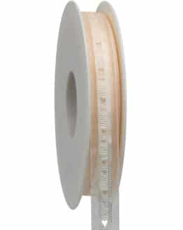 Dekoband mit ausgestanzten Herzen, creme, 15 mm breit, 20 m Rolle