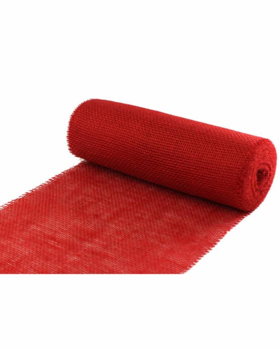 Jute-Tischläufer rot, 30 cm breit, 10 m Rolle - juteband