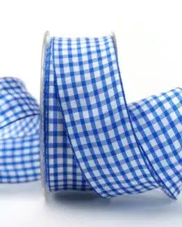 Karo-Geschenkband blau-weiß, 40 mm breit - sonderangebot, karoband, geschenkband-kariert, 50-rabatt
