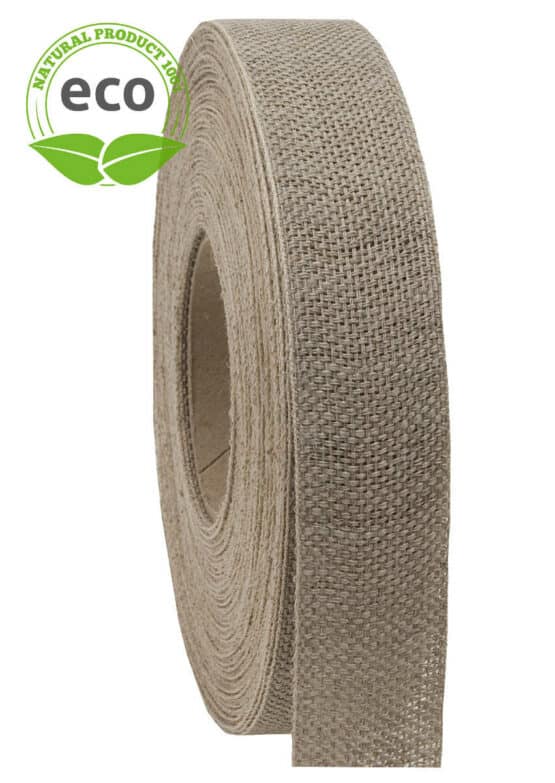 Nature Basic Leinenband, creme, 25 mm breit, ECO - geschenkband, dekoband, biologisch-abbaubar, kompostierbare-geschenkbaender, eco-baender