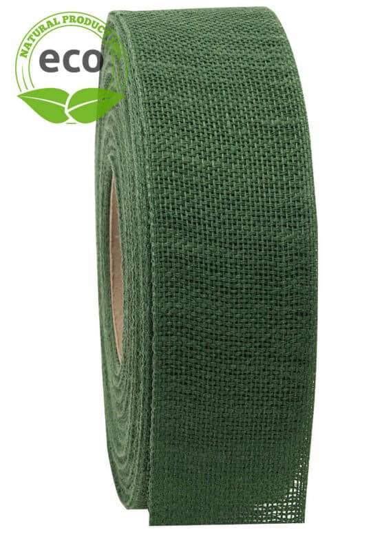Nature Basic Leinenband, dunkelgrün, 40 mm breit, ECO - geschenkband, dekoband, biologisch-abbaubar, kompostierbare-geschenkbaender, eco-baender
