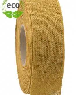 Nature Basic Leinenband, gelb, 40 mm breit, ECO - kompostierbare-geschenkbaender, geschenkband, eco-baender, dekoband, biologisch-abbaubar