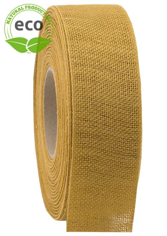 Nature Basic Leinenband, gelb, 40 mm breit, ECO - geschenkband, dekoband, biologisch-abbaubar, kompostierbare-geschenkbaender, eco-baender