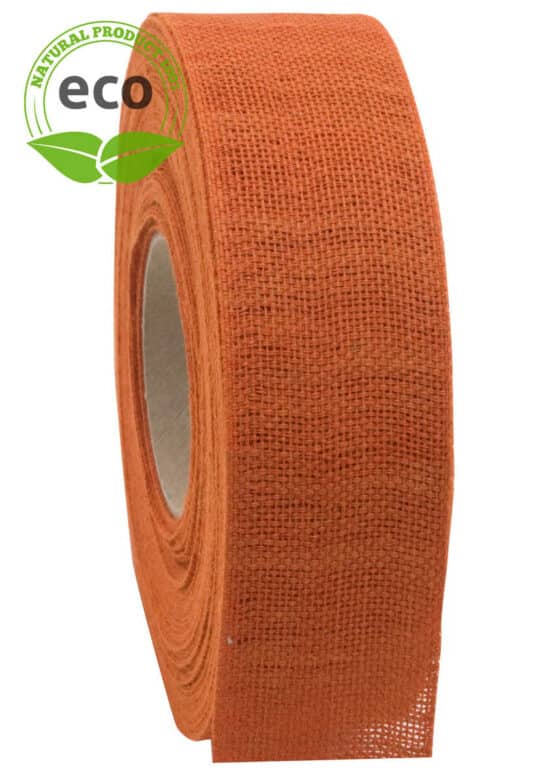 Nature Basic Leinenband, orange, 40 mm breit, ECO - kompostierbare-geschenkbaender, eco-baender, geschenkband, dekoband, biologisch-abbaubar