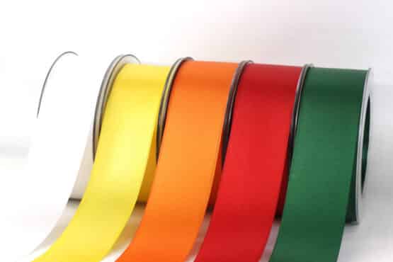 Maibaum Bänder, Set mit 5 Rollen Satinband, 40 mm breit, 125 m - satinband, satinband-dauersortiment, geschenkband-fuer-anlaesse