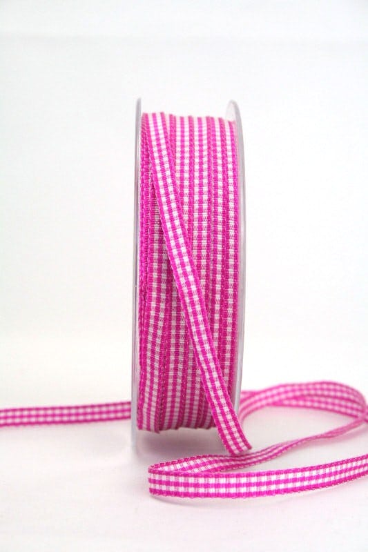 Vichy-Karoband pink, 6 mm breit - karoband, geschenkband-kariert
