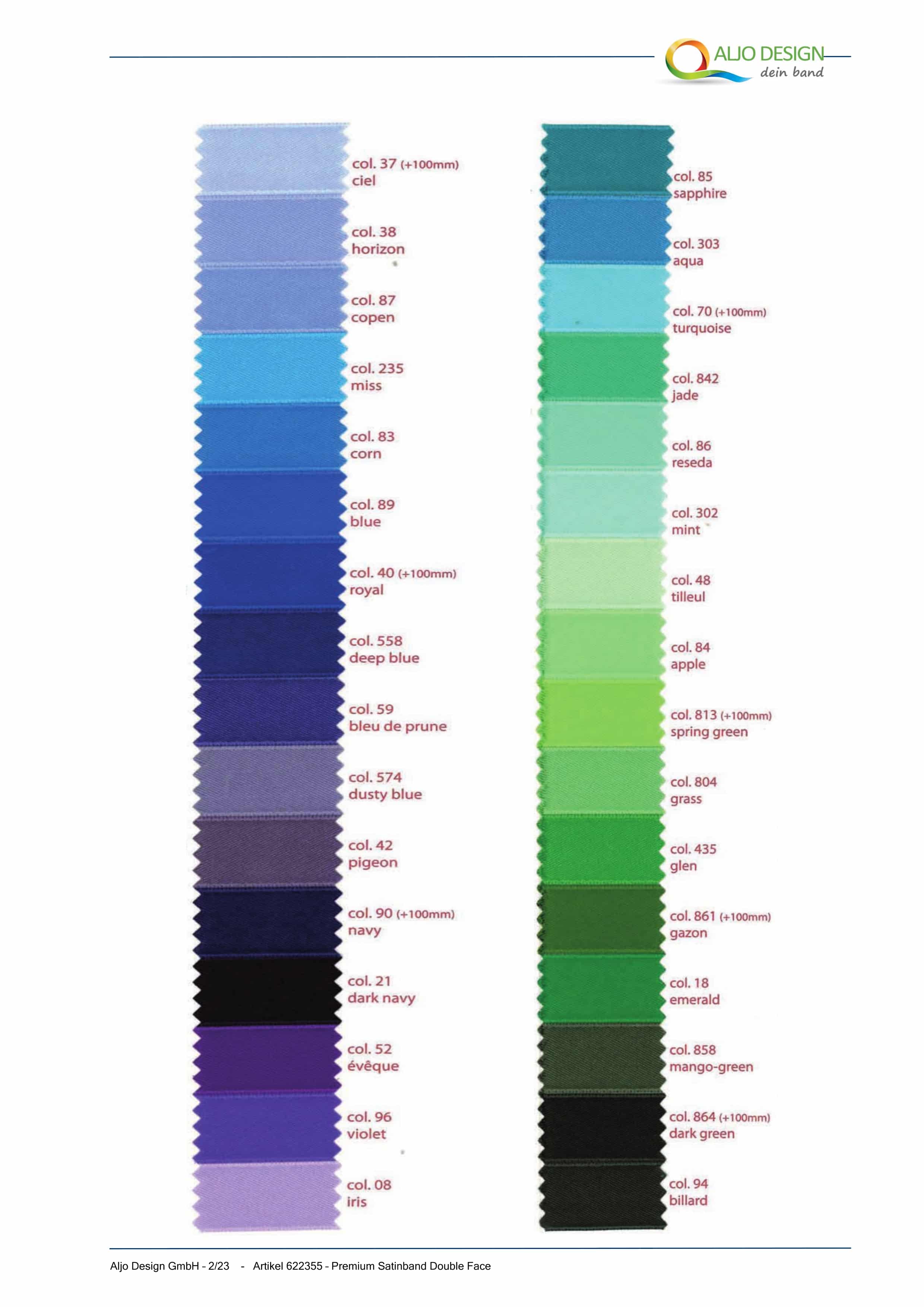 Farben Doppelsatinbänder für Logodruck -