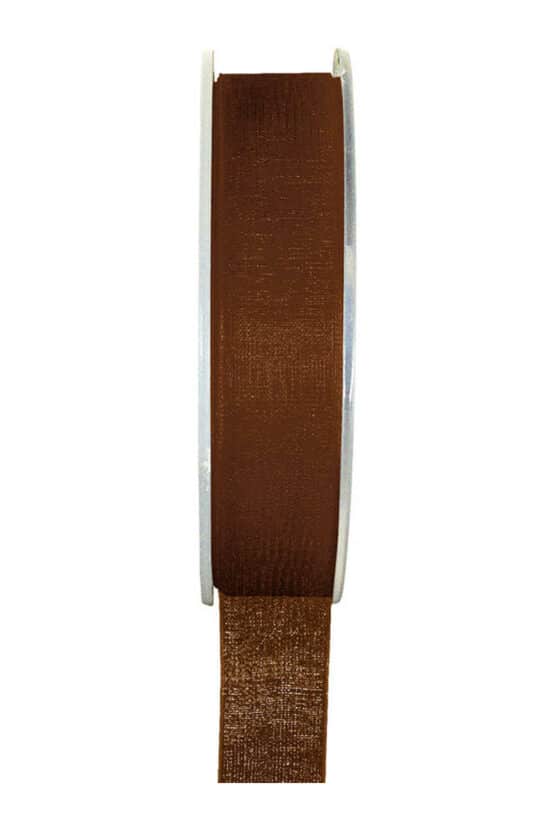 Organzaband BUDGET braun, 7 mm x 20 m Rolle - organzaband-einfarbig