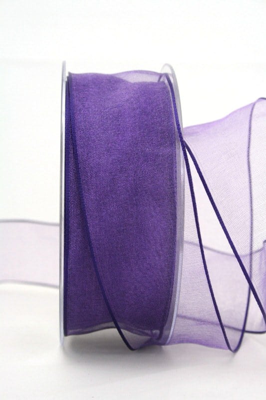 Organzaband lila, 40 mm, mit Drahtkante - organzaband, organzaband-mit-drahtkante, organzaband-einfarbig