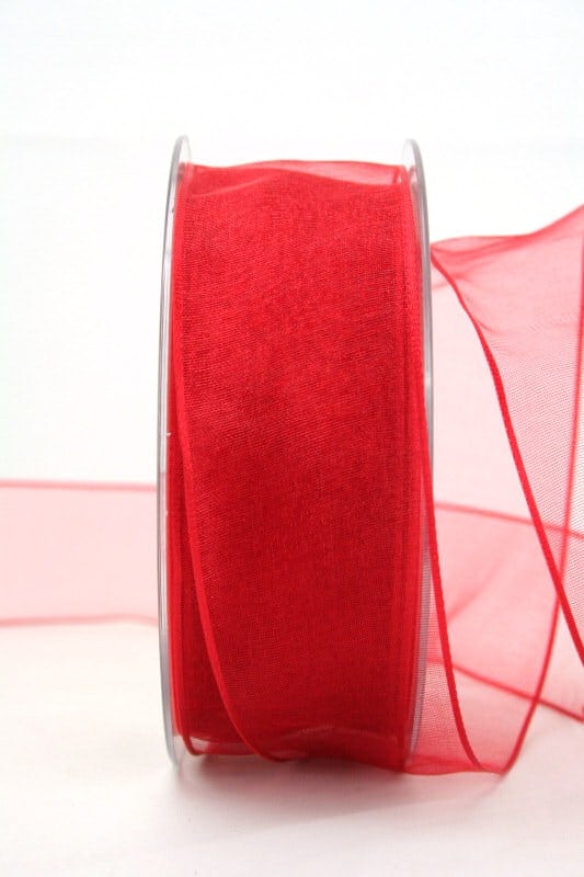 Organzaband rot, 40 mm, mit Drahtkante - sonderangebot, organzaband-mit-drahtkante, organzaband, organzaband-einfarbig